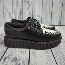 Scarpe T.U.K Anarchic 3 Ring Creepers in pelle bianca e nera con plateau UK 5