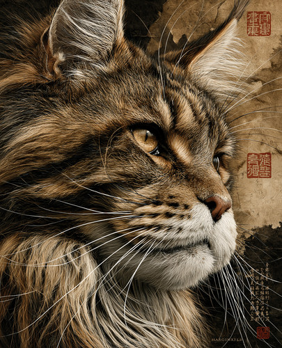 Profilo gatto 8x10 - maine, coon