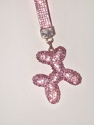 Pink rhinestone balloon dog - pink,