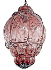 Lampada a sospensione oscillante vetro viola veneziano Murano italiana metà secolo