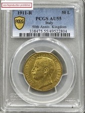 Moneta oro 50 lire Italia 50°