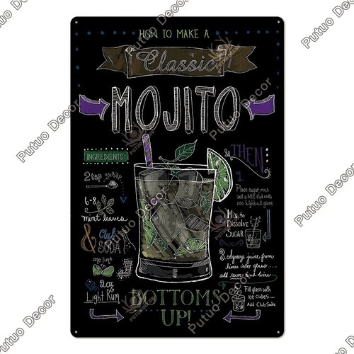 Insegna latta metallo - metallo, mojito