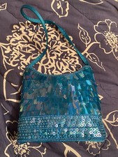 Borsa Elegante Renato Balestra Con Perline Azzurra Celeste Verde Acqua