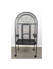 Gabbia Pappagallo a Cupola con Posatoi e Mangiatoie,  77 x 61 x 156 cm, Nera