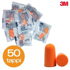 50 TAPPI ORECCHIE 3M 1100 35dB PER DORMIRE AURICOLARI ANTIRUMORE LAVORO 25 paia