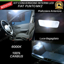 KIT FULL LED INTERNI PER PUNTO MK2 PLAFONIERA ANTERIORE SINGOLA+BAGAGLIAIO 6000K