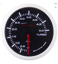 Manometro Strumento 52mm DEPO Pressione Turbo 0+5 BAR Nero MECCANICO FUME'