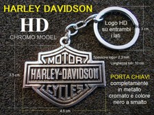 PORTA CHIAVI HARLEY DAVIDSON HD NERO METALLO CROMATO SMALTO Keyring PorteCles