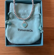 Bracciale Tiffany & Co. Argento Sterling Smalto Blu Cuore Perline