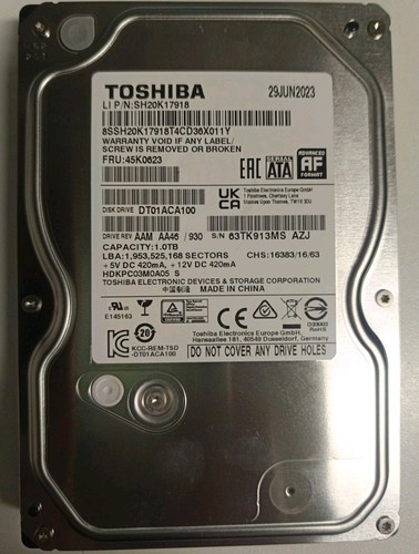 Toshiba sh20k17918 dt01aca100 - sh20k17918,