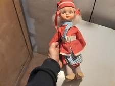 BAMBOLA NATALIZIA ANNI 60 FACCIA IN PLASTICA DURA DIPINTA A MANO E TUTTA FATTA A