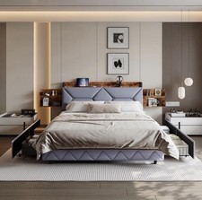 Letto 160x200 imbottito grigio