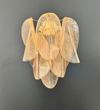 Pair of vintage Murano Rondini wall sconces – gold glass petals
