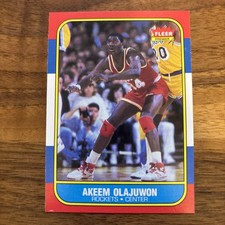 1986-87 Fleer Basketball #82 Akeem Olajuwon Rookie Card NBA Rockets HOF NM