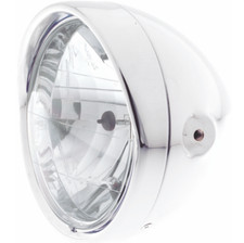 Faro universale moto custom cafè racer cromo fissaggio laterale mm 165 omologato