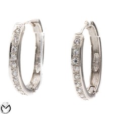 Orecchini oro bianco 18 kt 750 ovali zirconi -72/VE-