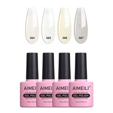 Shimmery Smalto Semipermanente Nude Colori Unghie Kit in Gel UV LED Soak Off Gel
