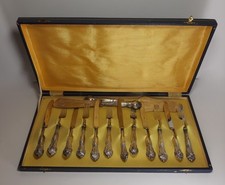 Antico Servizio Posate Dolce 6 + 6 + 2 Paletta Manico Argento 800 Solingen