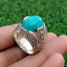 Anello turchese blu argento
