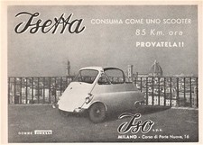 PUBBLICITA' 1954 ISETTA AUTO ISO SPA MILANO PANORAMA FIRENZE CARATTERISTICHE 