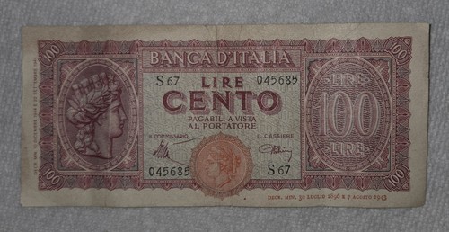 1943 italy 100 - italy, banca
