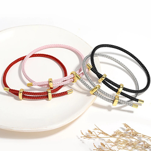 Bracciale corda rossa - bracciale, acciaio
