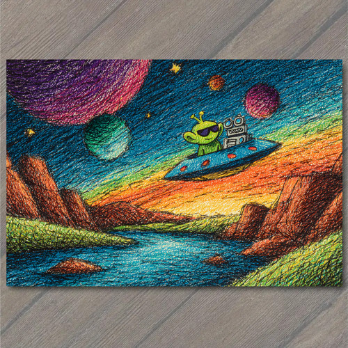Adesivo alieno ufo robot sopra - adesivo,