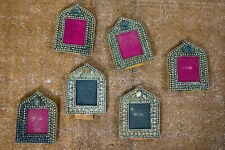 set 6 cornici indiane in white metal legno e pietre semipreziose L45