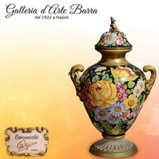 Batignani ceramica artistica. Potiche, vaso decoro floreale, fiammingo. Raro.