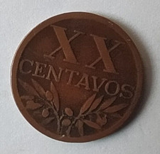MONETA Portogallo 20 centavos 1944