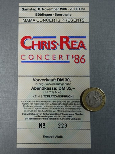 Chris rea 1986 concert ticket - rea,