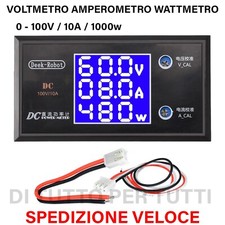 WATTMETRO VOLTMETRO AMPEROMETRO DC 0-100V 0-10A DIGITALE DA PANNELLO MISURATORE