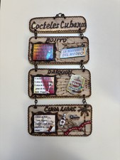 Insegna da appendere in legno Cocteles Cubanos Havana Club ricetta bevanda rara