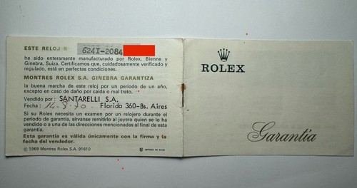 Rolex garanzia 6241 2084xxx - 6241,