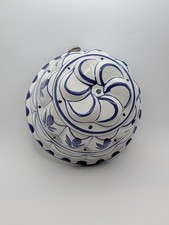 Stampo da parete vintage dipinto a mano ceramica blu (cobalto) e bianco Bassano Italia 