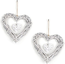 2 Pezzi Ghirlanda Vimini Cuori