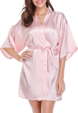 Kimono in Raso Da Donna Accappatoi E Vestaglie Satin Pigiama Kimono Scollo V Cin