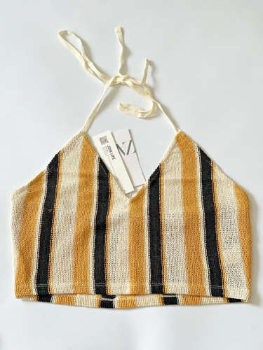 Zara top righe senape - zara,