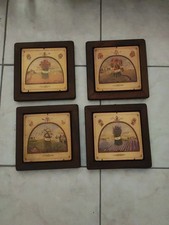Lotto Quadretti Fiori In Legno Noce Vintage Stile Inglese 