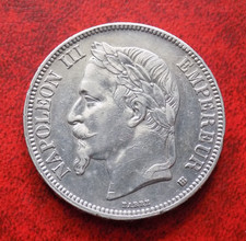 Francia 5 Franchi 1867 Zecca BB Argento 900/1000 Napoleone III 1852-1870 (G