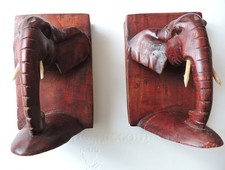 fermalibri in legno. elefanti