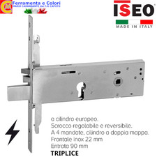Serratura Elettrica Porta Metallo Reversibile ISEO Infilare Cilindro EU Triplice