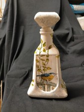BOTTIGLIA DA LIQUORE IN VETRO E CERAMICA DECORATA CON TECNICA DECOUPAGE/ACRILICI