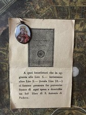 RARO LOTTO ESORCISMO: RELIQUIA ARGENTO SANT'ANTONIO PADOVA medaglia smaltata dipinta a mano