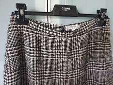 Céline Paris Gonna Midi a Campana Lana Vergine Pied De Poule Made in France XL