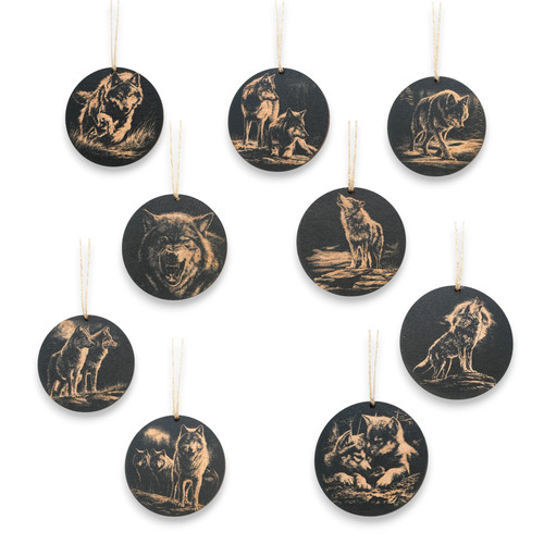 Ornamento nero lupo set - -,