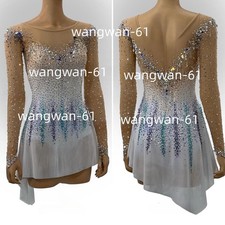 Set pattinaggio su ghiaccio set ginnastica bellissimo show outfit ragazza spin senza cristalli