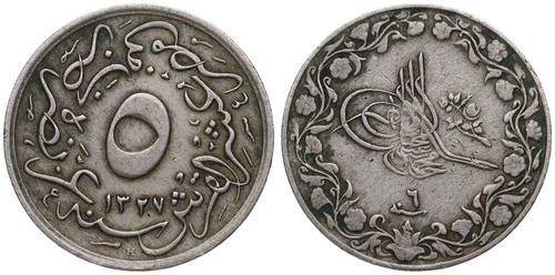 Egitto qirsh 1327 - 5/10, 1327/6