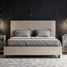 Letto imbottito matrimoniale GOYA 160x200 con o senza contenitore Tortora
