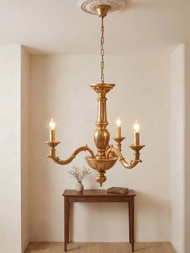 Lampadario classico legno - lampadario,